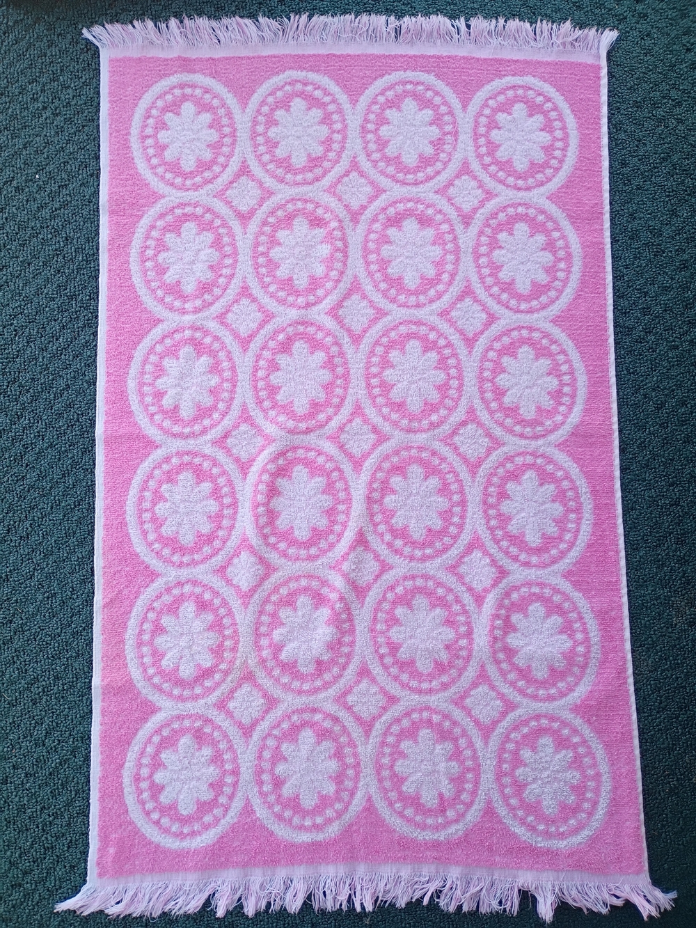 Vintage Cannon Pink And White Bath Towel